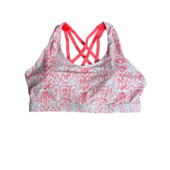 Fabletics Kessler Orange Coral Cream Strappy
Reptile Print Med Impact NWT Bra - Picture 3 of 8